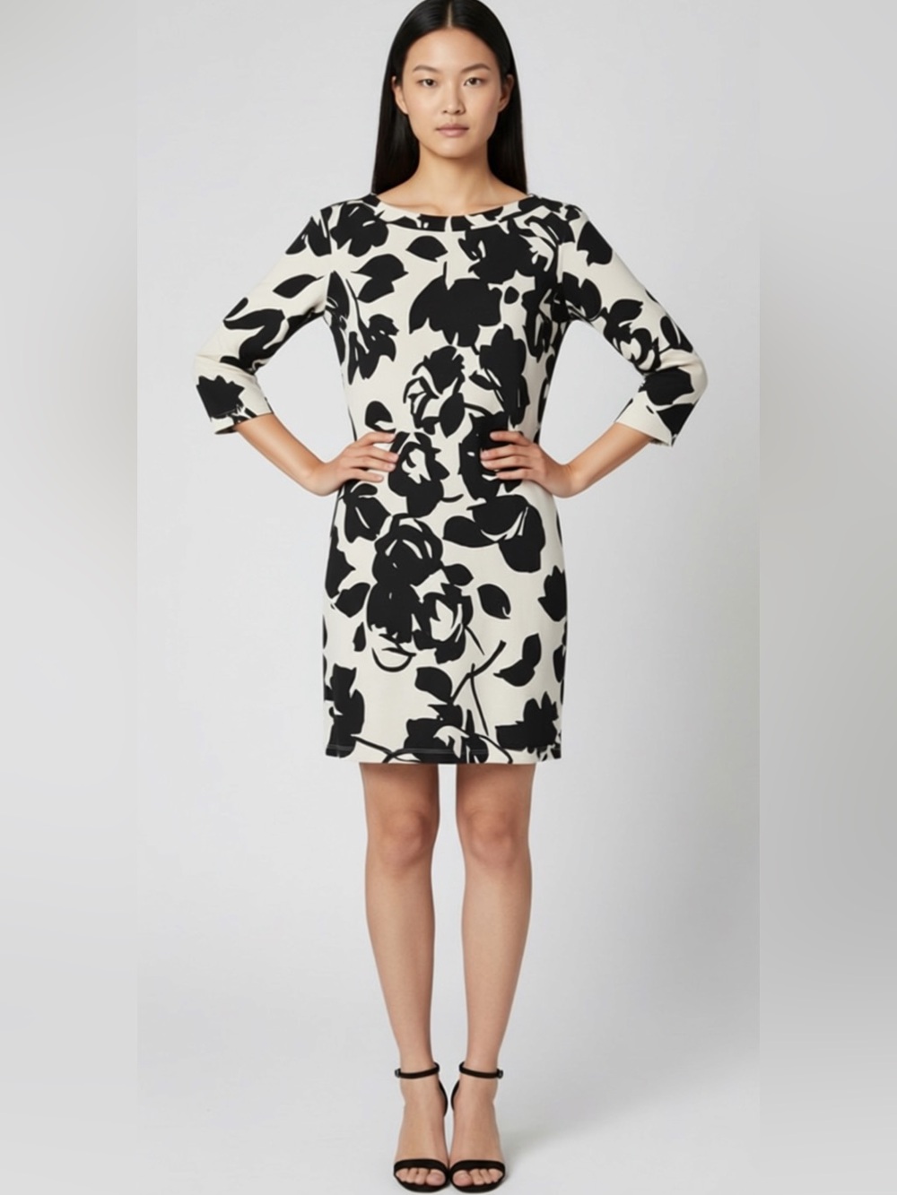 Weekend MaxMara Black White Floral Print Tunic Dress